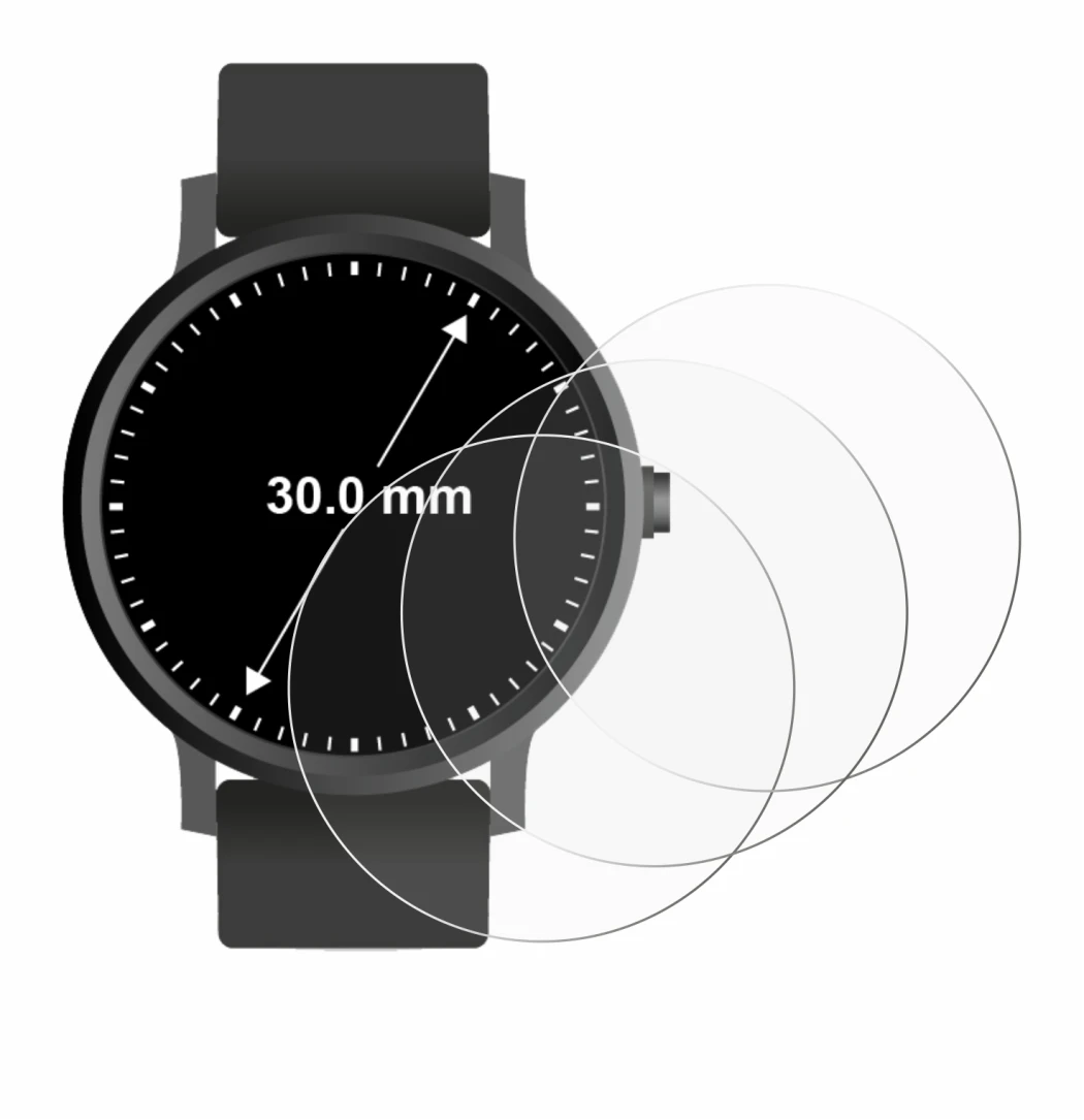 Image of the device Circular Displays (ø: 30 mm) with a wide variety of screen protectors.