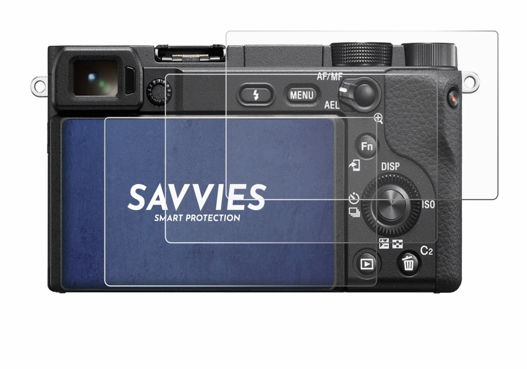 Image of the device Sony Alpha 6400 with a wide variety of screen protectors.