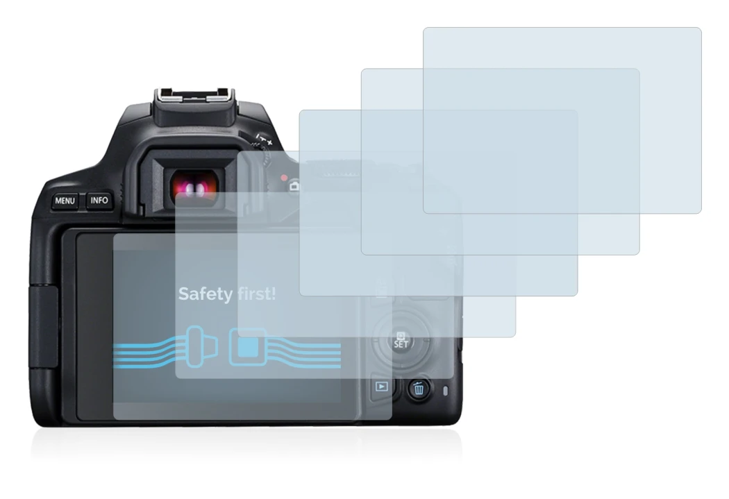 Image of the device Canon EOS 250D with a wide variety of screen protectors.