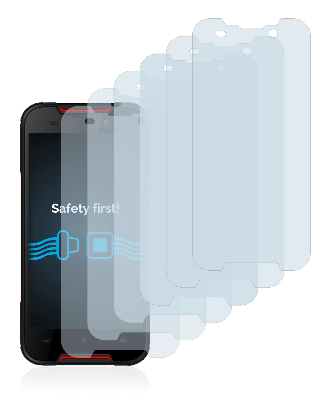 Image of the device Cubot Quest Lite with a wide variety of screen protectors.