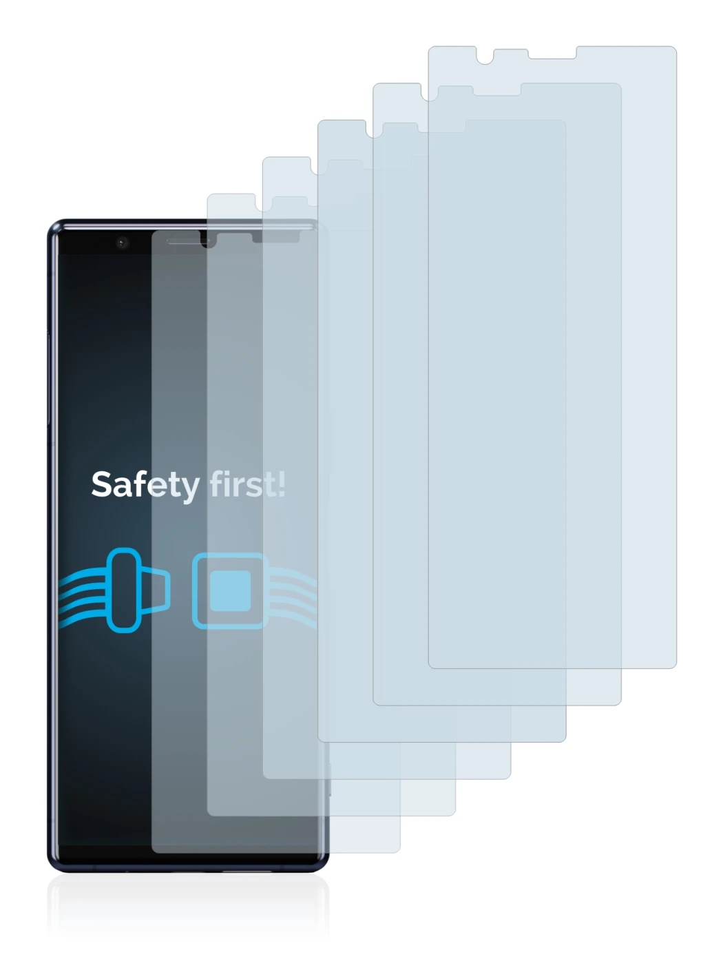 Image of the device Sony Xperia 5 with a wide variety of screen protectors.