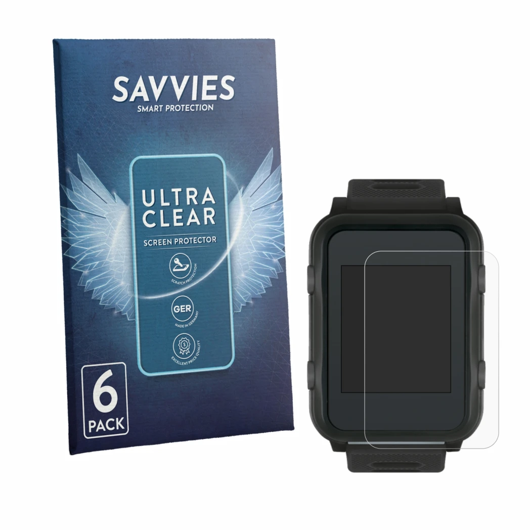 Front side of a product packaging with the brand logo Savvies. Next to it is the device Sigma iD.TRI shown with the correspond
