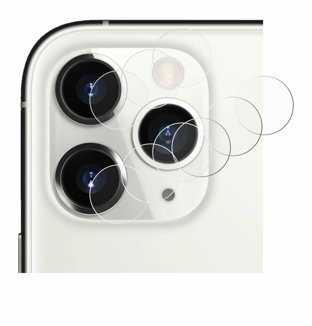 Image of the device Apple iPhone 11 Pro (ONLY Camera Lens) with a wide variety of screen protectors.