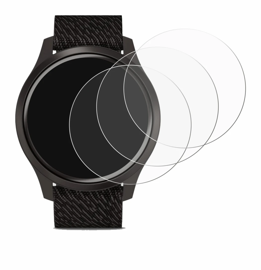 Image of the device Garmin vivomove Style (42 mm) with a wide variety of screen protectors.