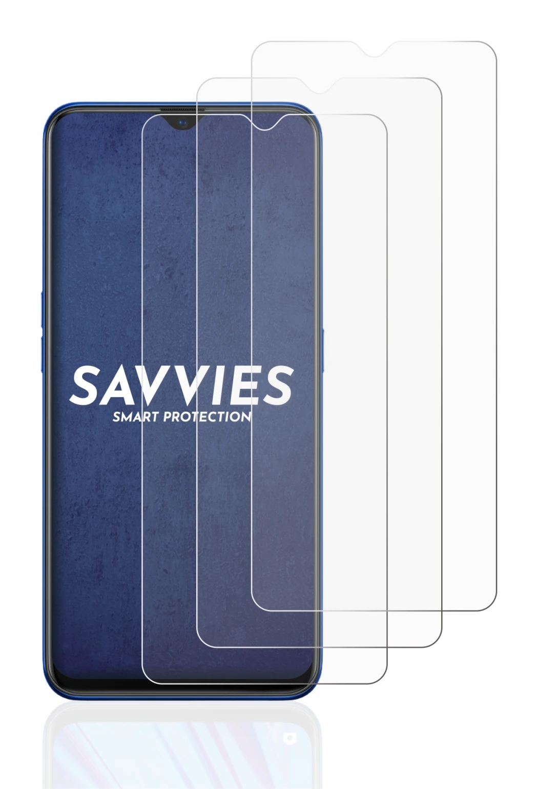 Image of the device Oppo A9 2020 with a wide variety of screen protectors.