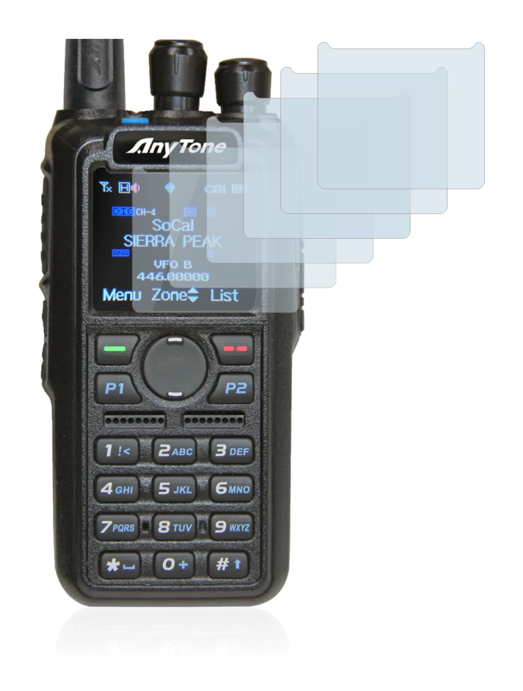 Image of the device AnyTone AT-D878UV with a wide variety of screen protectors.