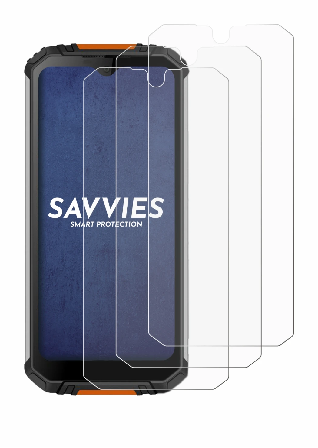 Image of the device Oukitel WP6 with a wide variety of screen protectors.