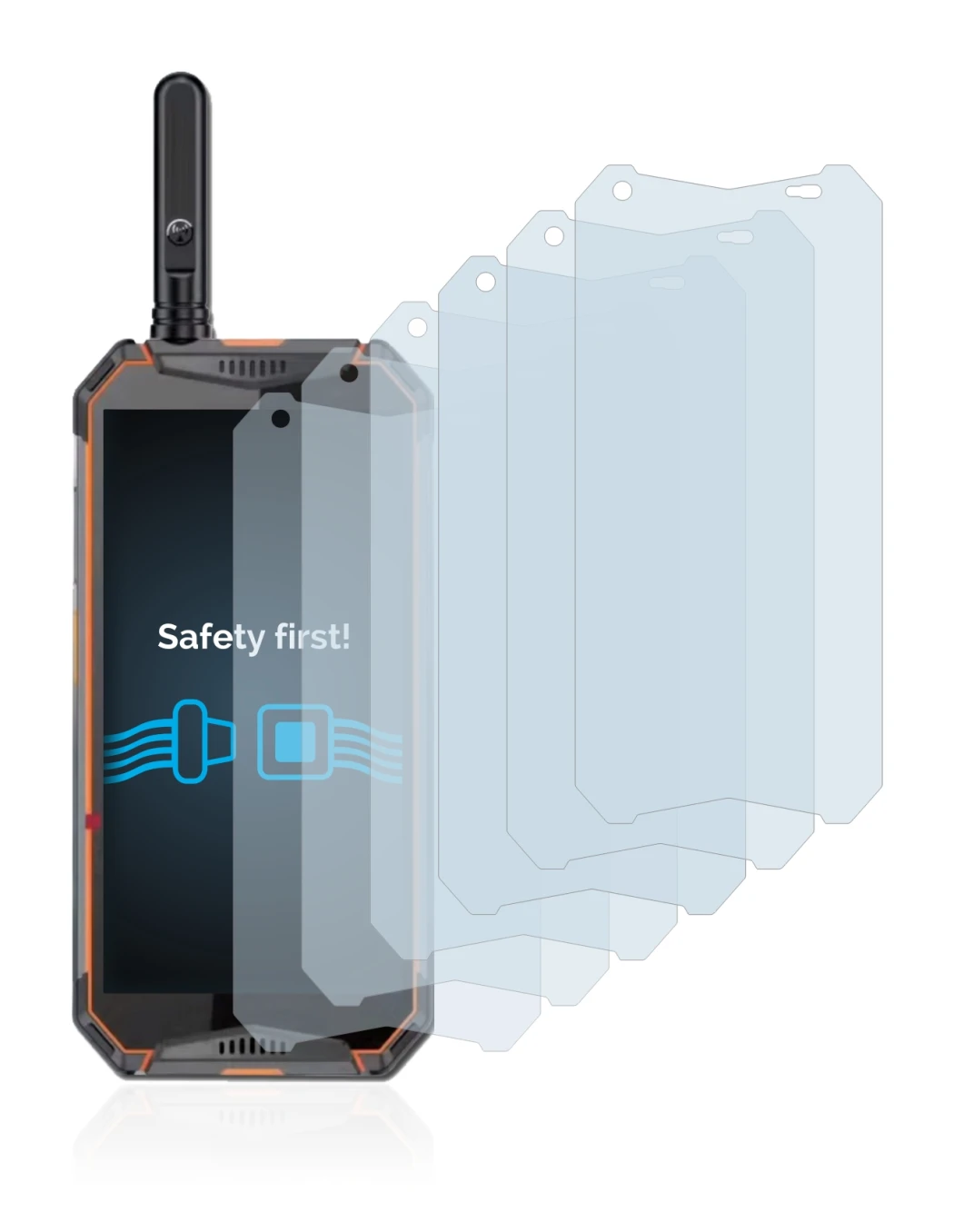 Image of the device Ulefone Armor 3w with a wide variety of screen protectors.