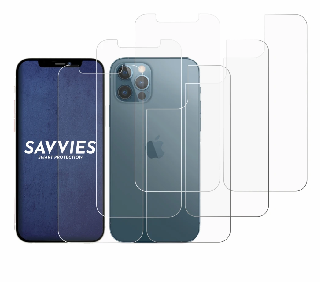 Image of the device Apple iPhone 12 Pro (Front+Back) with a wide variety of screen protectors.