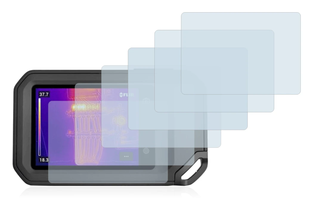 Image of the device Flir C5 with a wide variety of screen protectors.