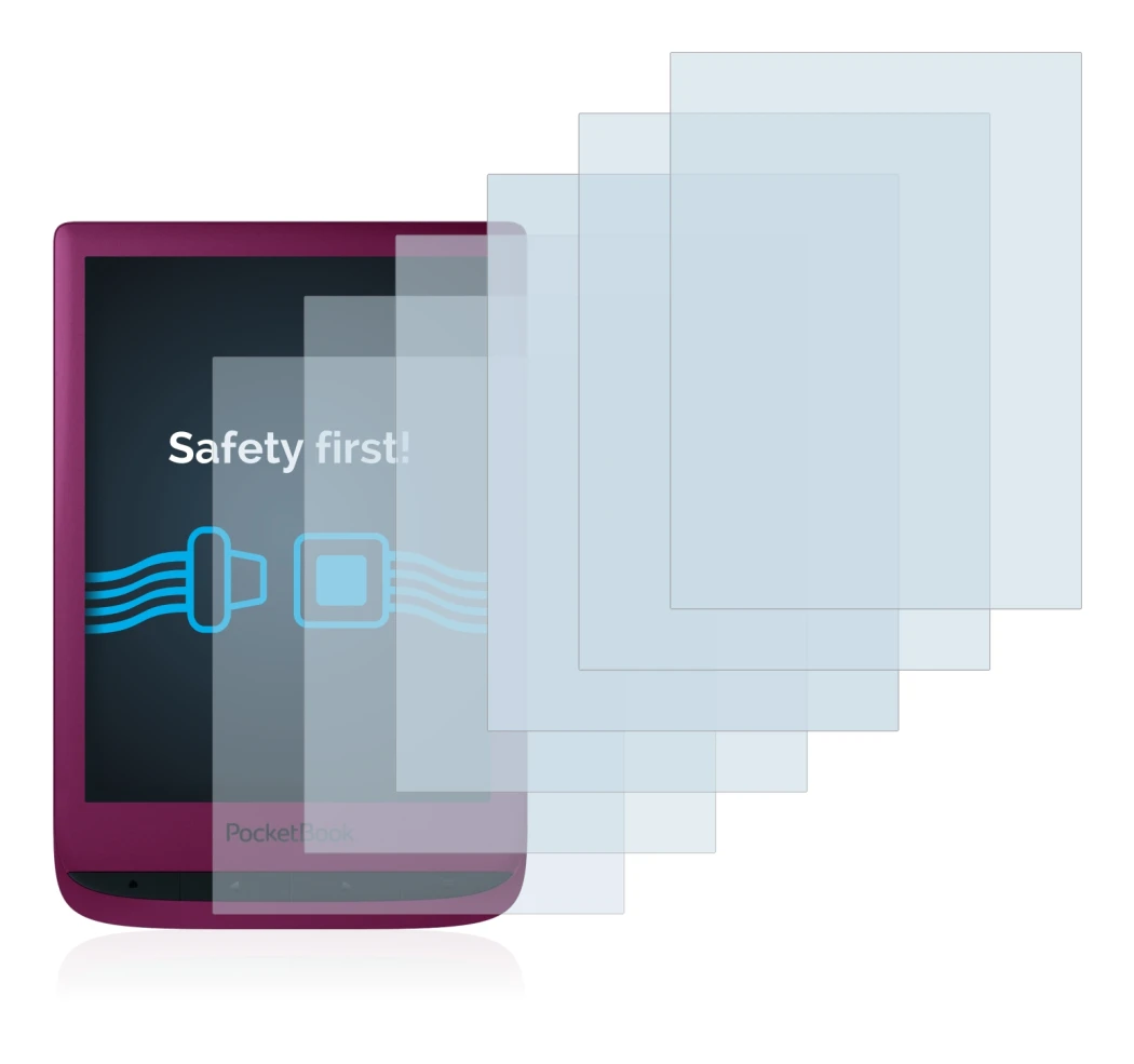 Image of the device PocketBook Touch Lux 5 with a wide variety of screen protectors.