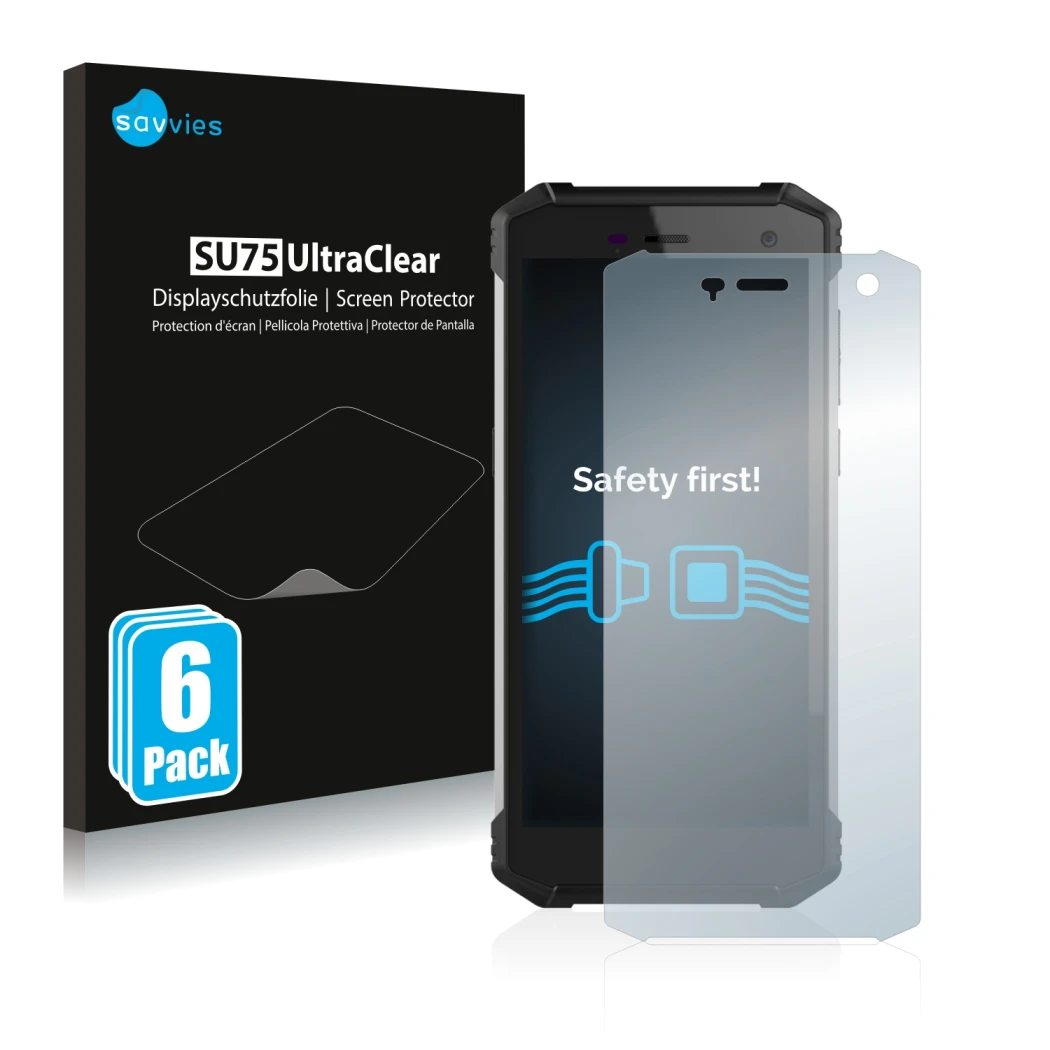 Front side of a product packaging with the brand logo Savvies. Next to it is the device Hammer Energy 2 shown with the corresp