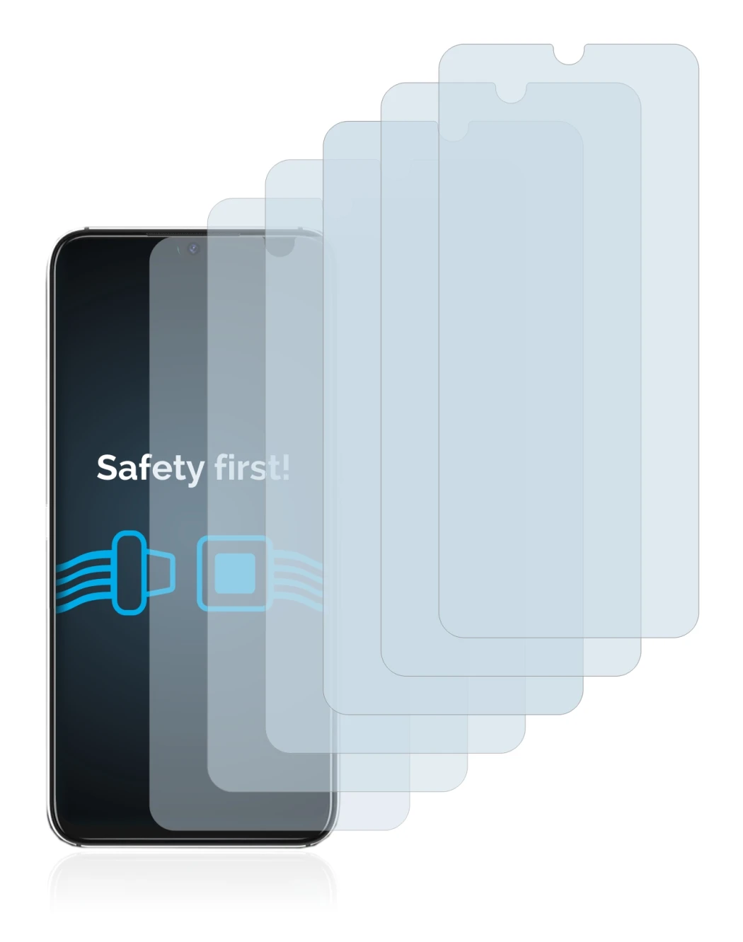 Image of the device Umidigi A9 Pro with a wide variety of screen protectors.