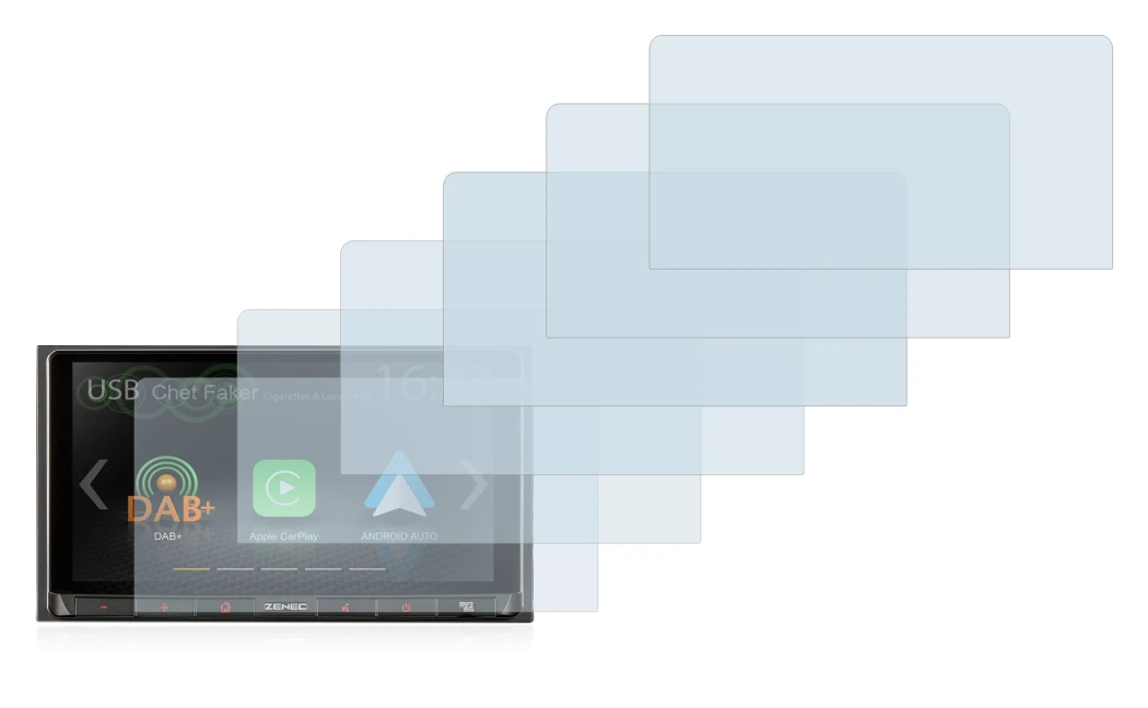 Image of the device Zenec Z-N528 with a wide variety of screen protectors.
