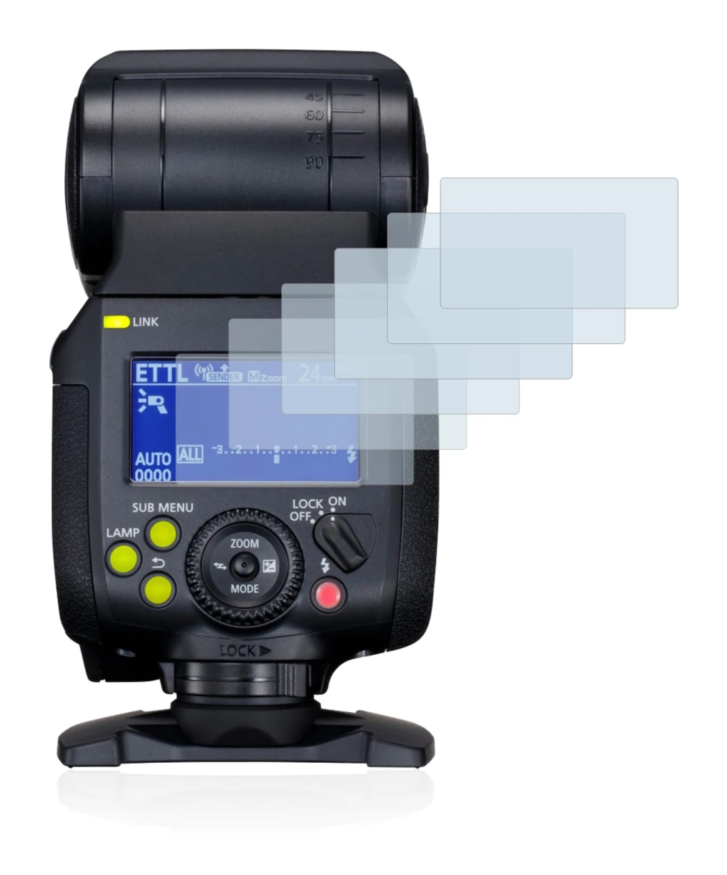 Image of the device Canon Speedlite EL-1 with a wide variety of screen protectors.