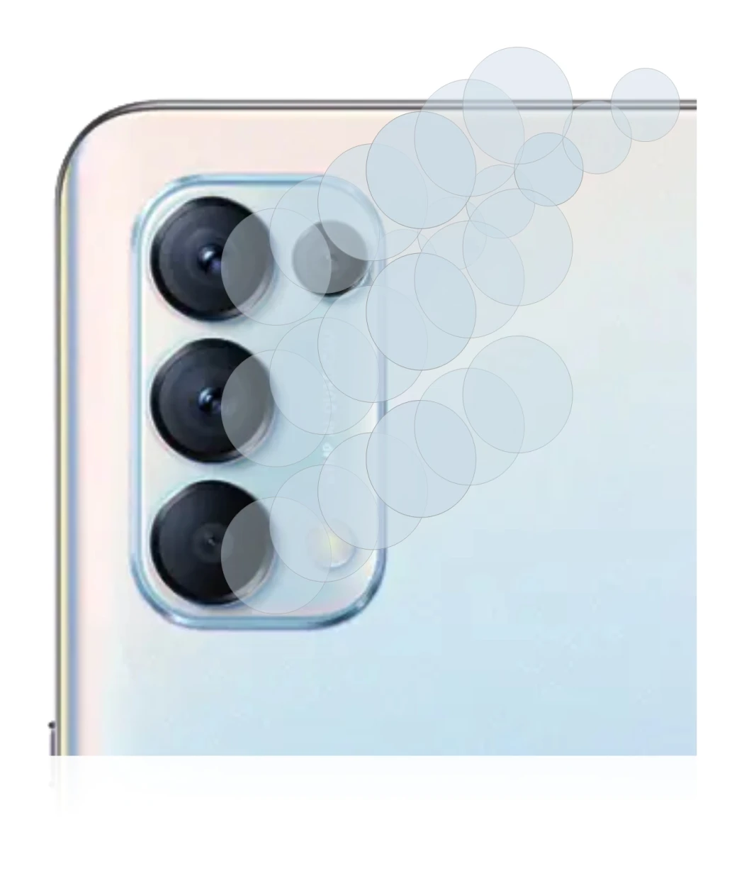 Image of the device Oppo Find X3 Lite (ONLY Camera Lens) with a wide variety of screen protectors.