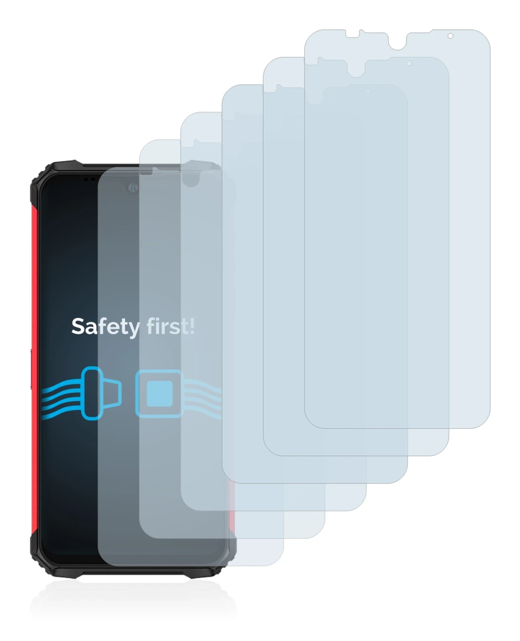 Image of the device Ulefone Armor 8 Pro with a wide variety of screen protectors.