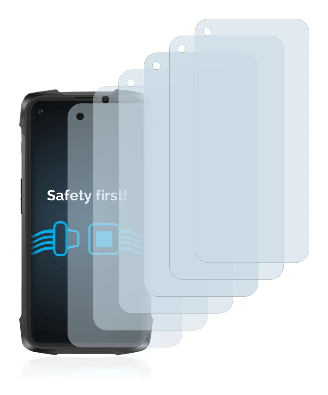 Image of the device Cubot King Kong 7 with a wide variety of screen protectors.