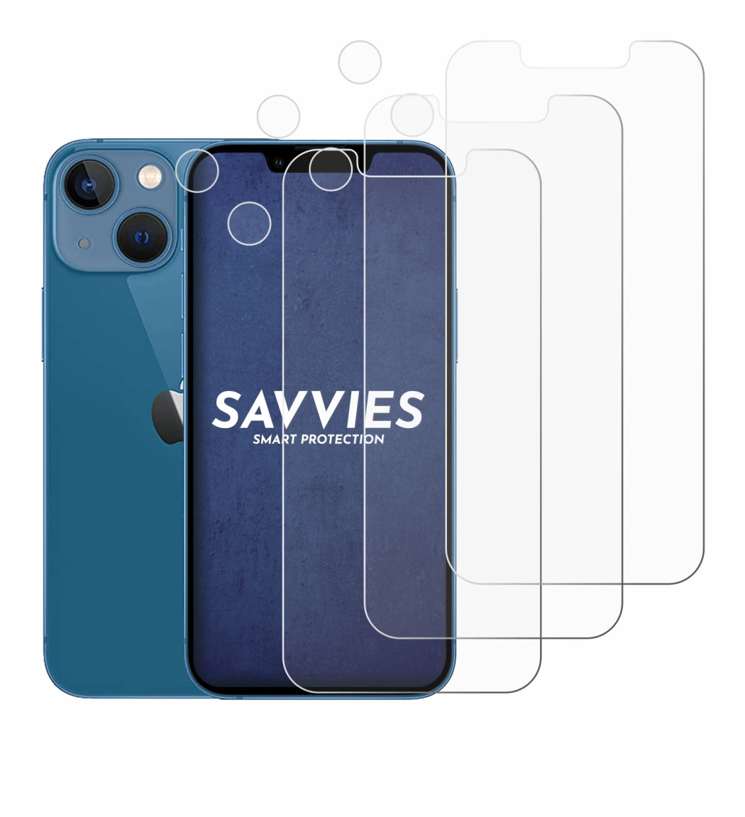 Image of the device Apple iPhone 13 mini (Front+Camera) with a wide variety of screen protectors.