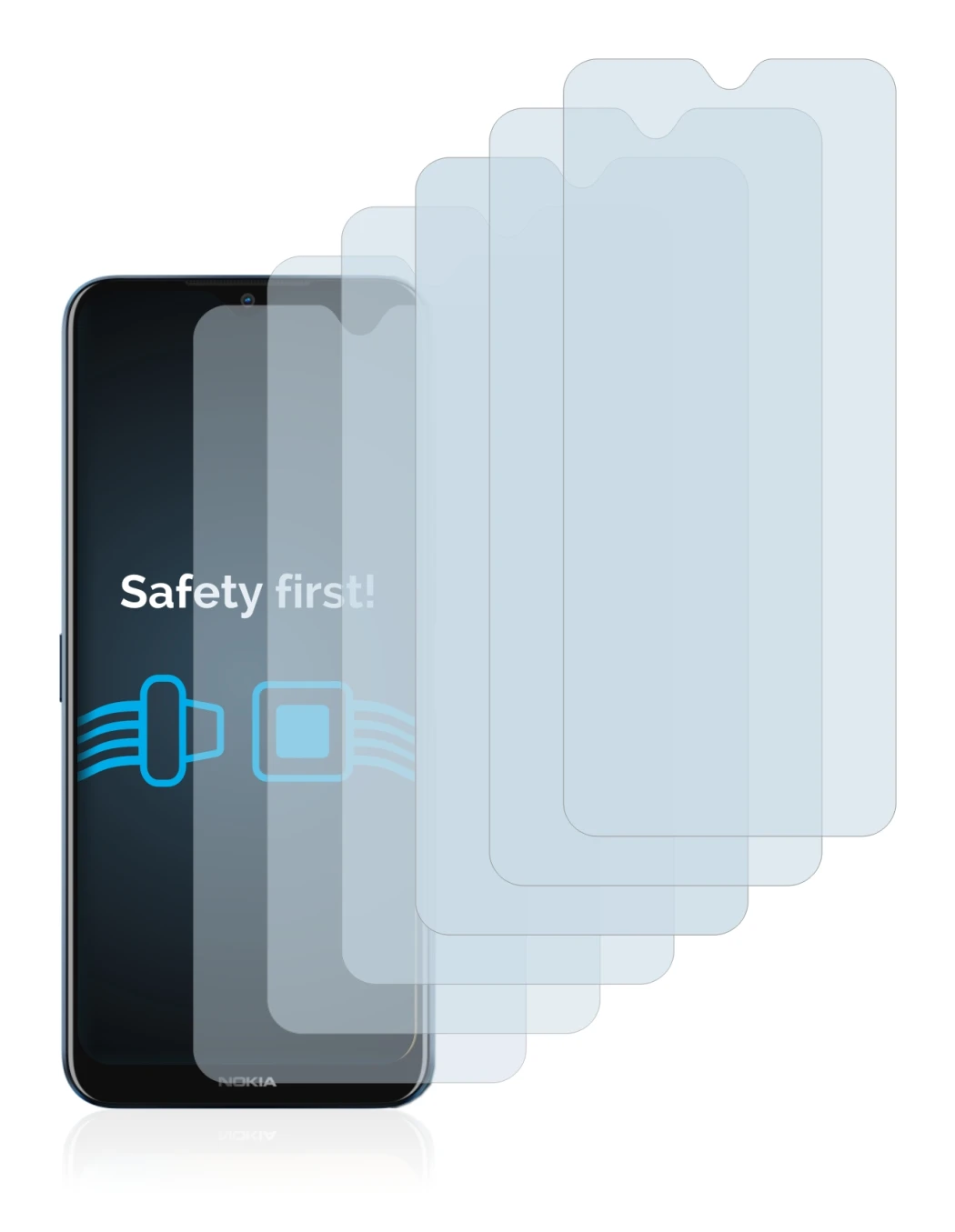 Image of the device Nokia G50 with a wide variety of screen protectors.