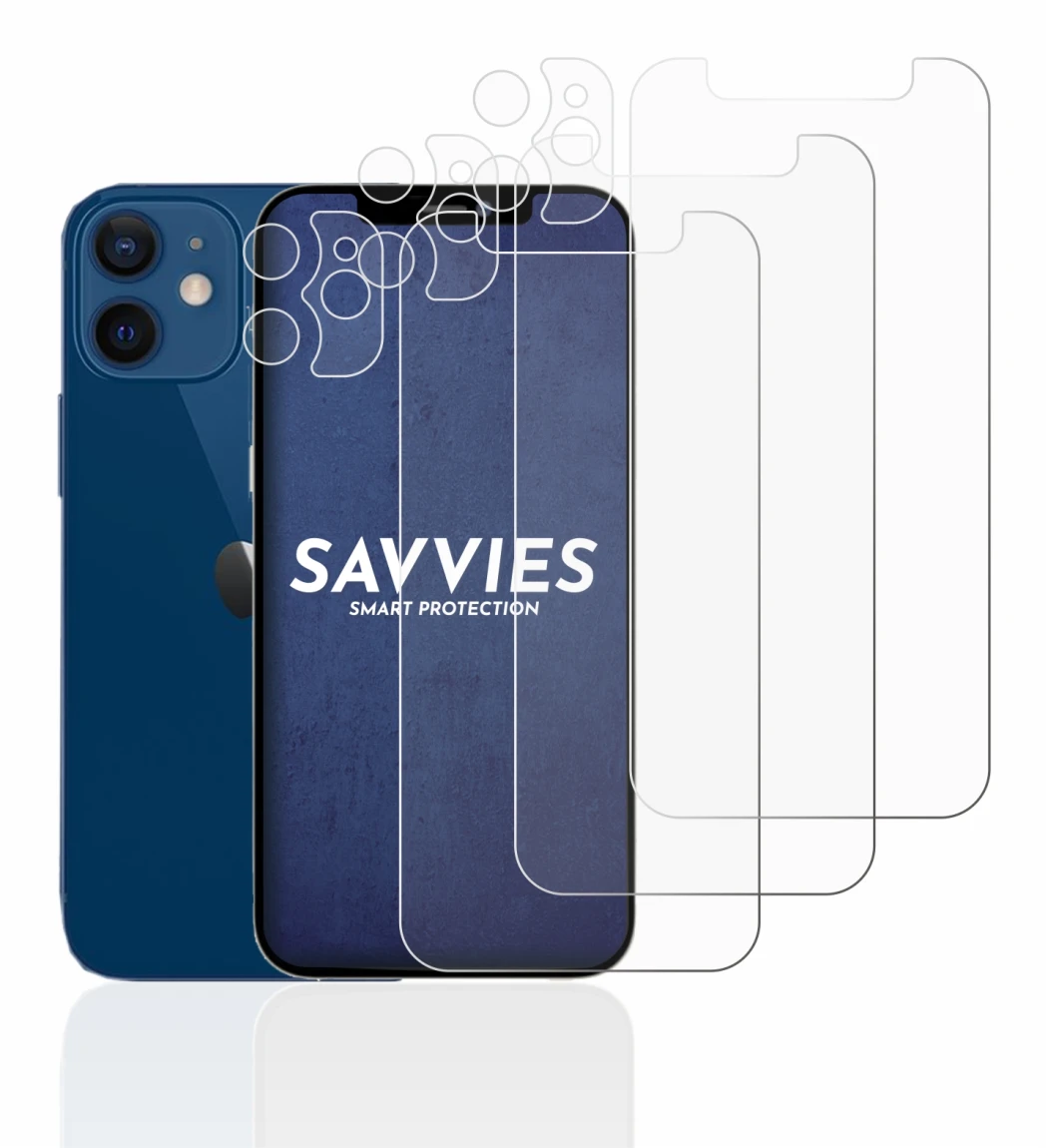 Image of the device Apple iPhone 12 mini (Front+Camera) with a wide variety of screen protectors.