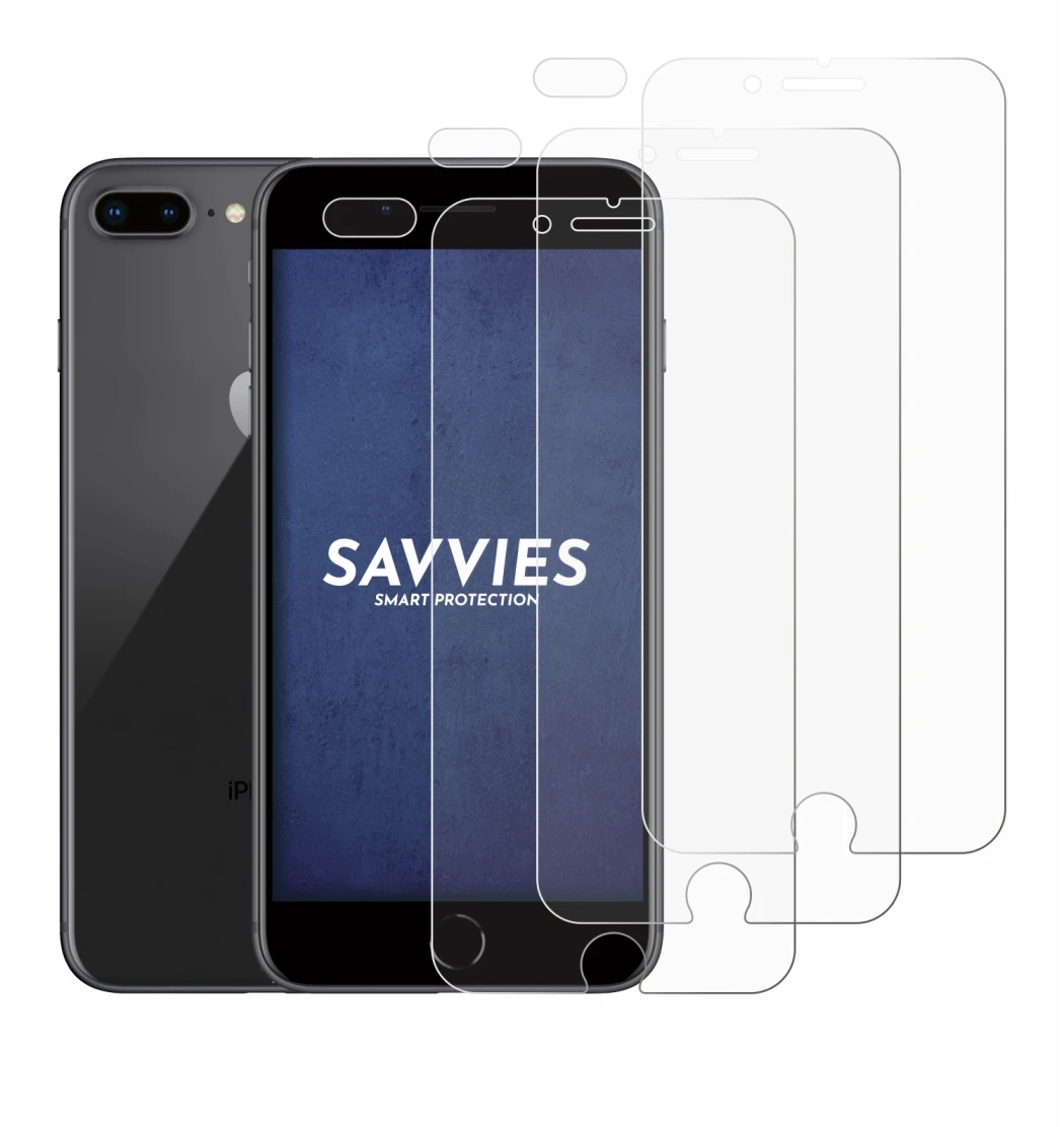 Image of the device Apple iPhone 8 Plus (Front+Camera) with a wide variety of screen protectors.