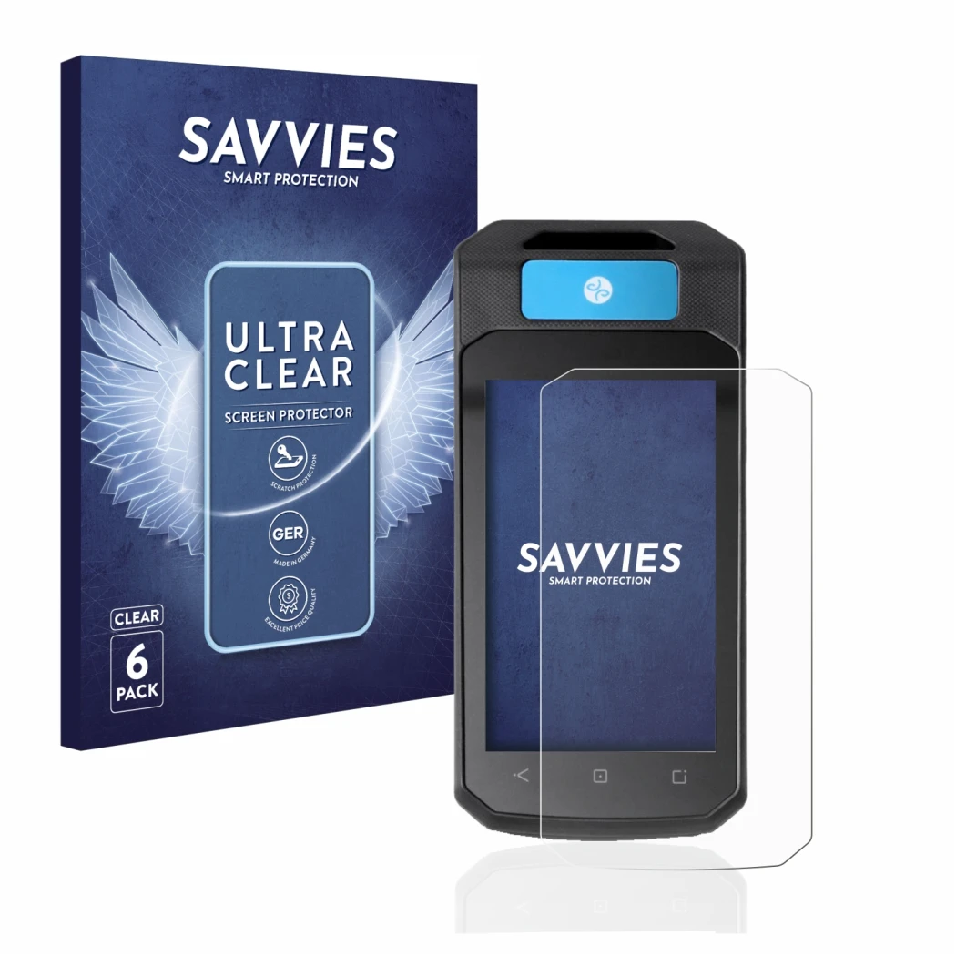 Front side of a product packaging with the brand logo Savvies. Next to it is the device Accu-Chek Insight mit DBLG1 shown with
