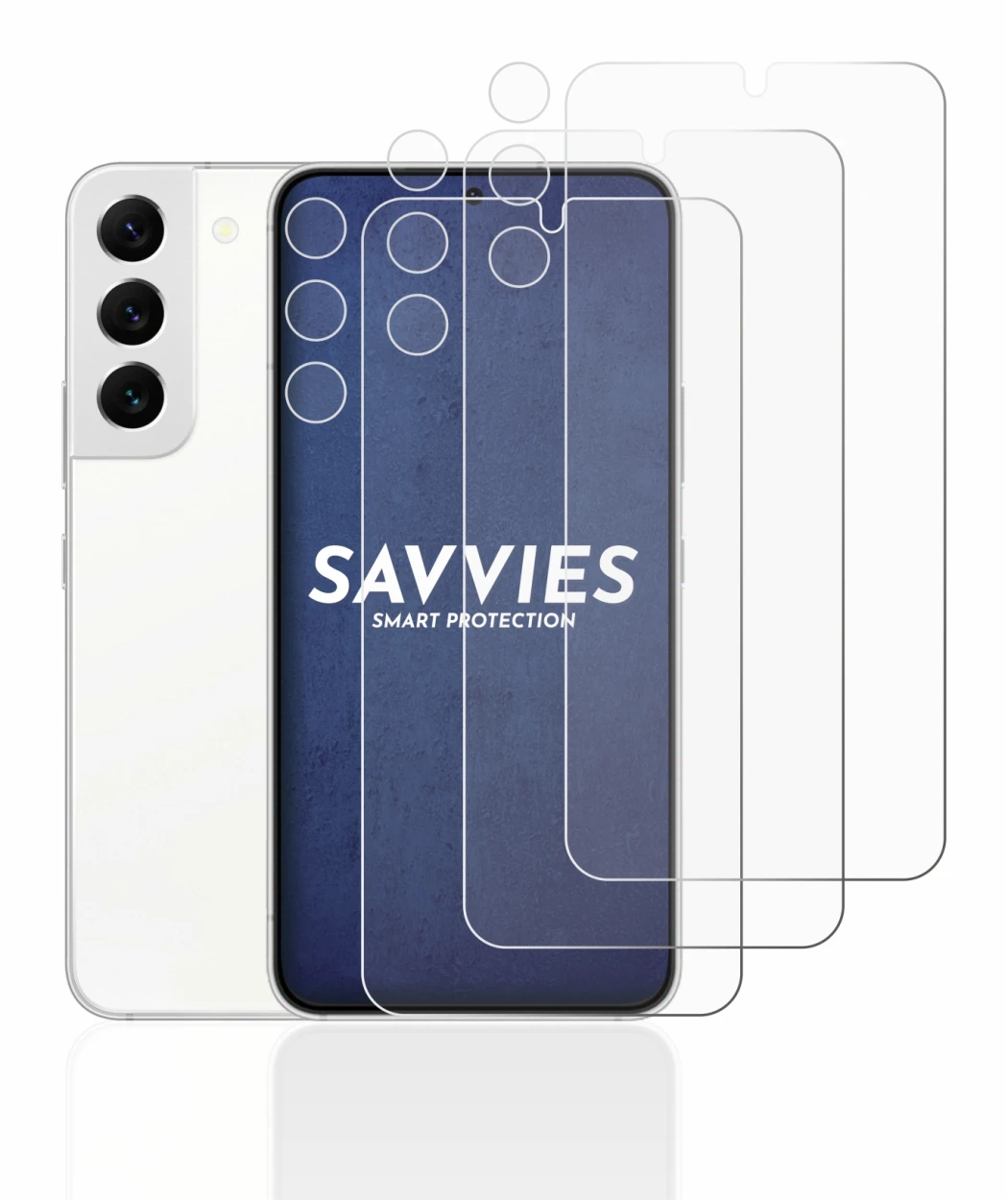 Image of the device Samsung Galaxy S22 5G (Front+Camera) with a wide variety of screen protectors.