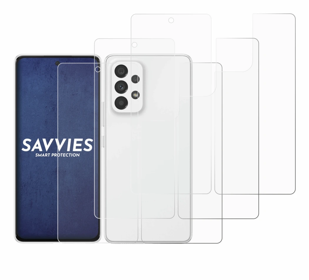 Image of the device Samsung Galaxy A53 5G (Front+Back) with a wide variety of screen protectors.