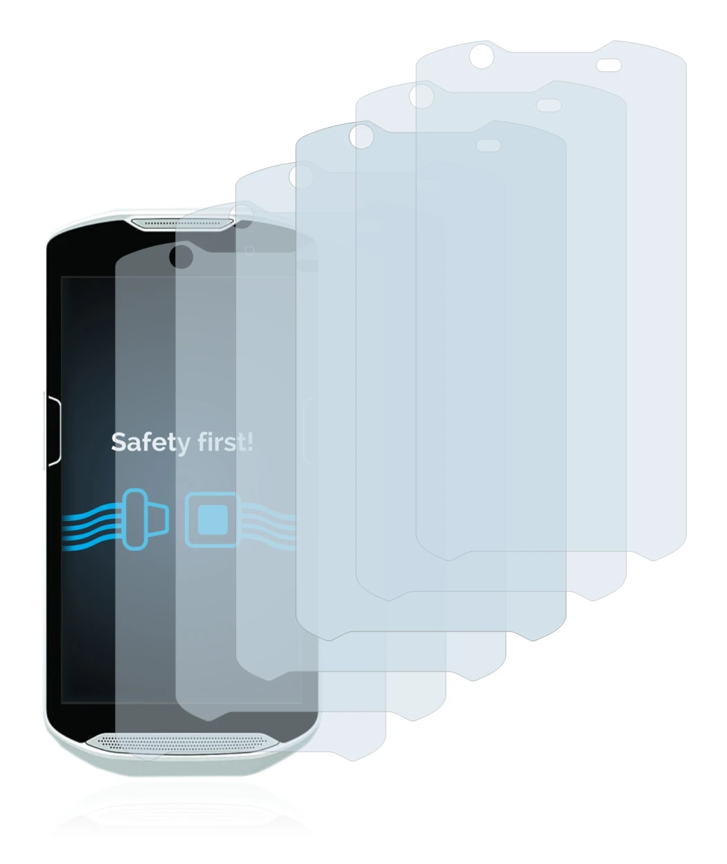 Image of the device Zebra TC52 with a wide variety of screen protectors.