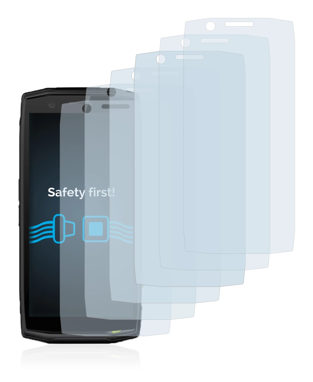 Image of the device Crosscall Action-X5 with a wide variety of screen protectors.