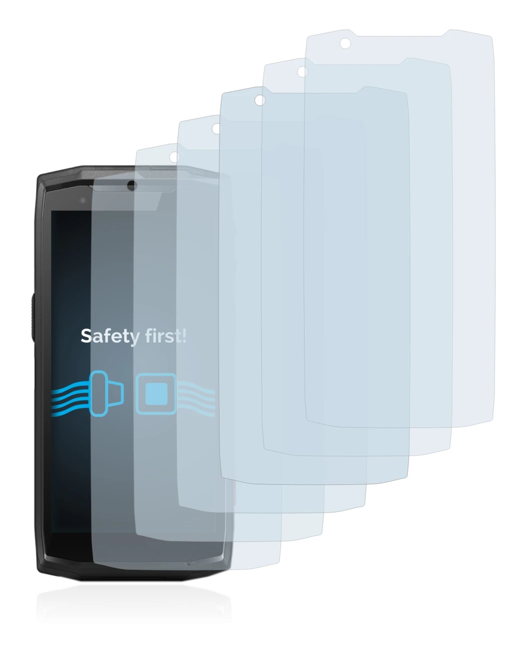 Image of the device Crosscall Core-M5 with a wide variety of screen protectors.