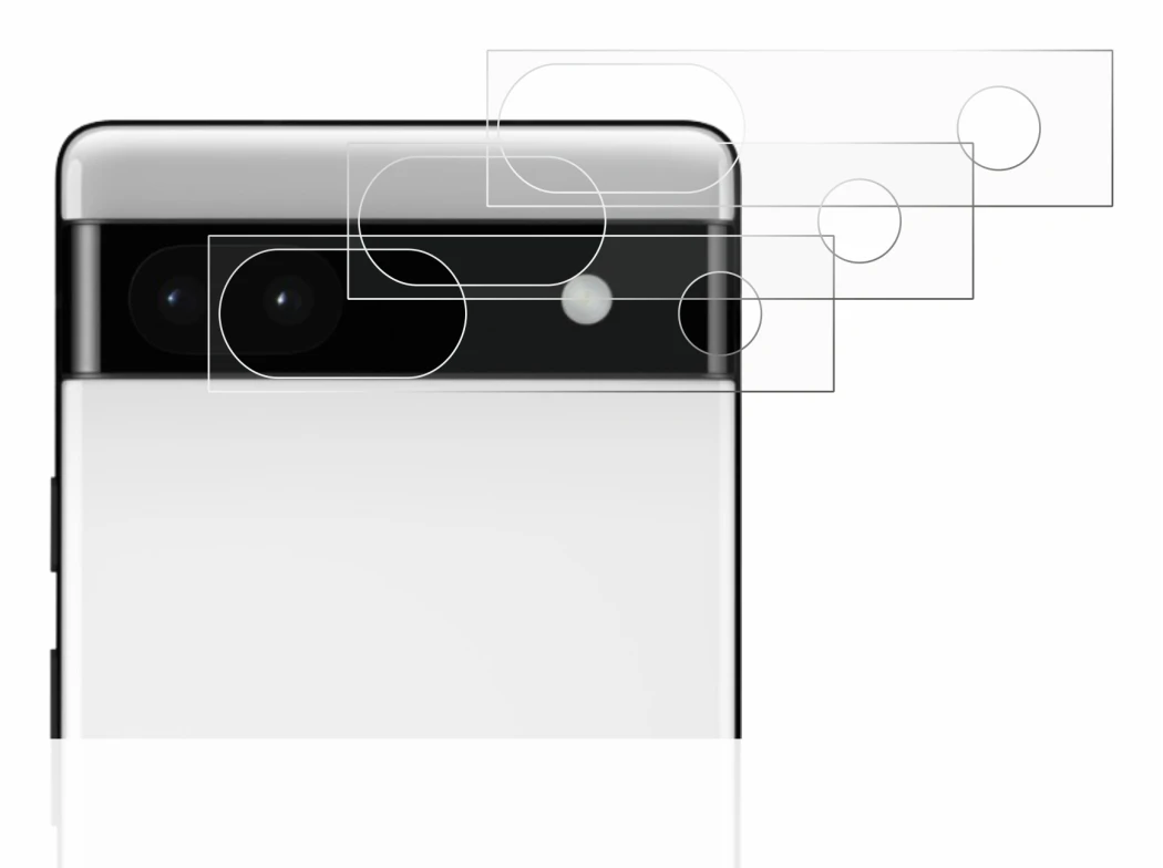 Image of the device Google Pixel 6a (ONLY Camera Lens) with a wide variety of screen protectors.