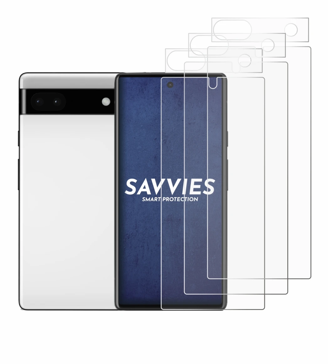Image of the device Google Pixel 6a (Front+Camera) with a wide variety of screen protectors.