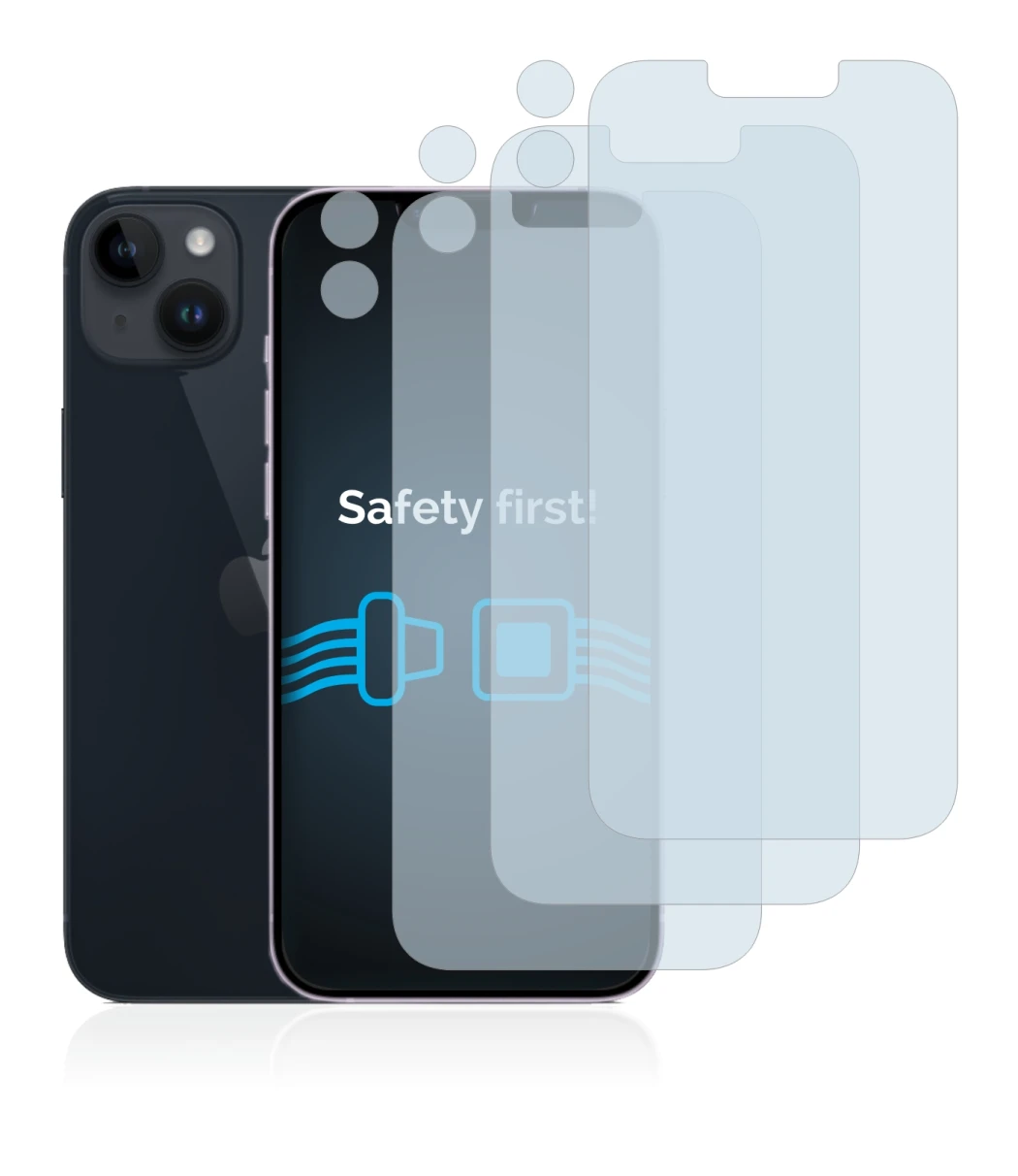 Image of the device Apple iPhone 14 Plus (Front+Camera) with a wide variety of screen protectors.