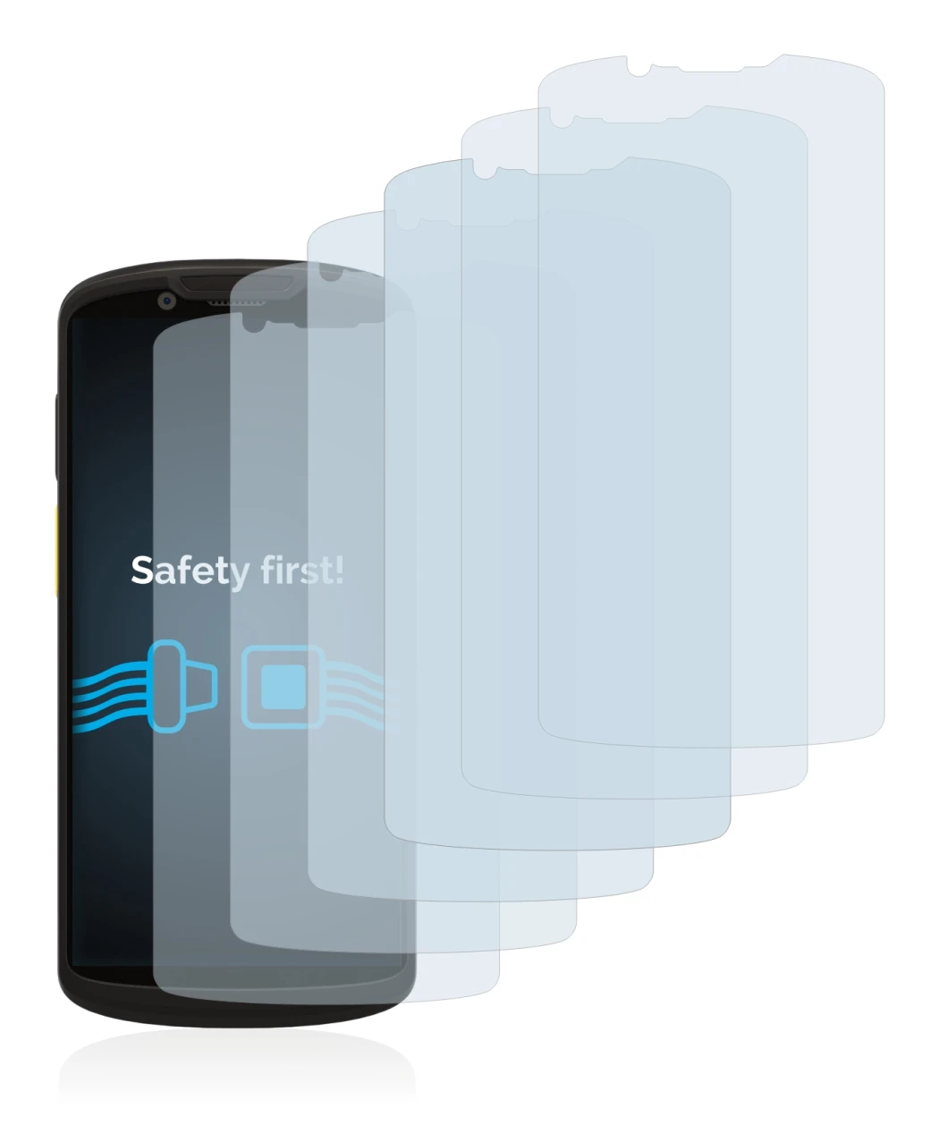 Image of the device Zebra TC58 with a wide variety of screen protectors.