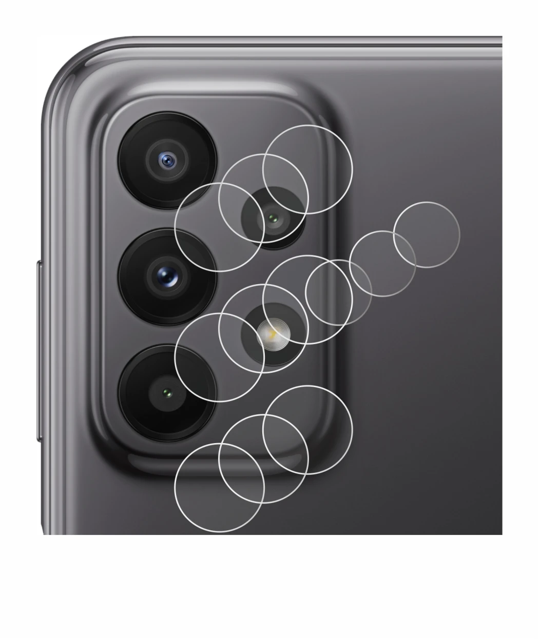 Image of the device Samsung Galaxy A23 5G (ONLY Camera Lens) with a wide variety of screen protectors.