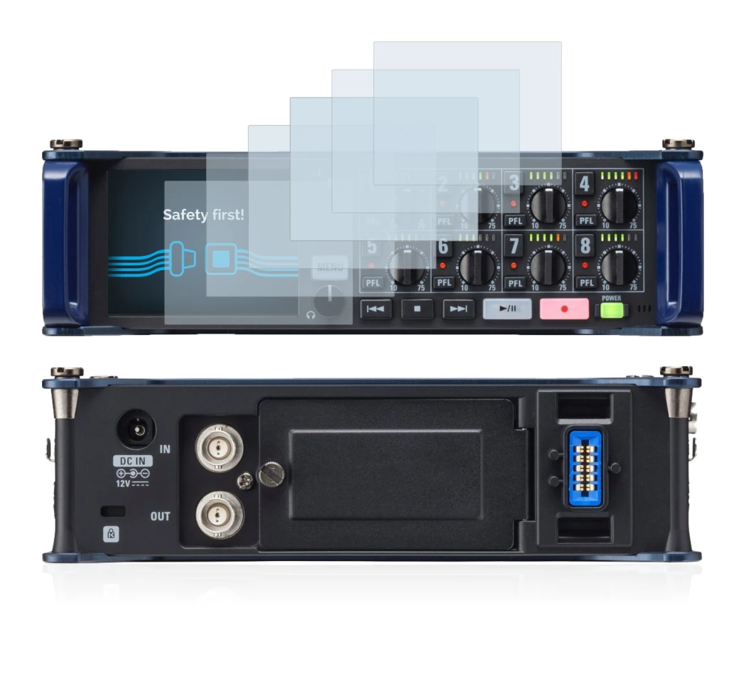Image of the device Zoom F8 field recorder with a wide variety of screen protectors.