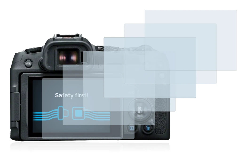 Image of the device Canon EOS R8 with a wide variety of screen protectors.