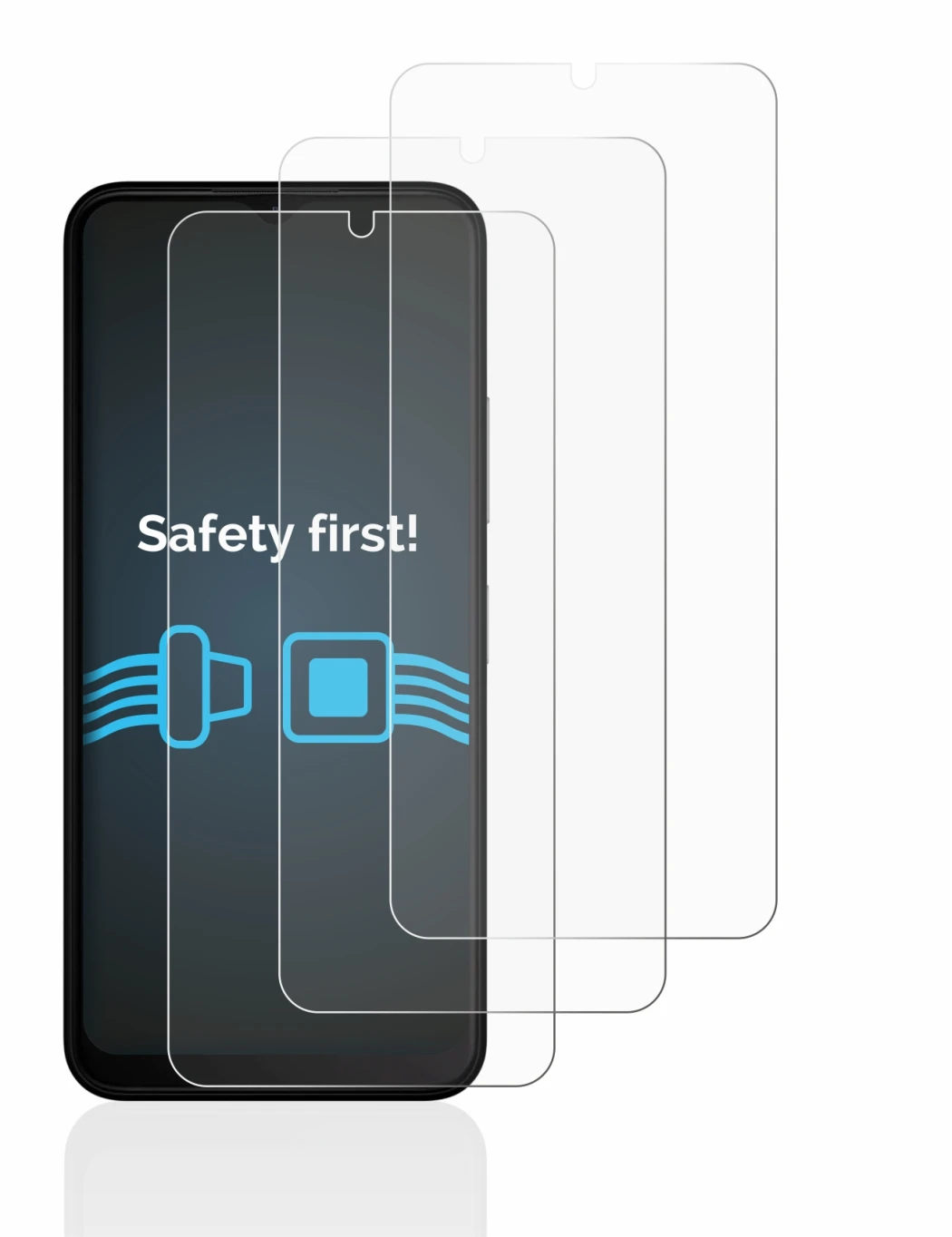 Image of the device Nokia C32 with a wide variety of screen protectors.