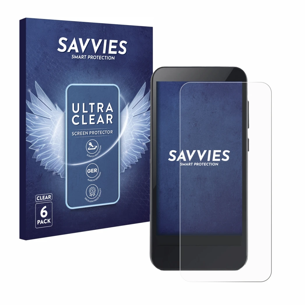 Front side of a product packaging with the brand logo Savvies. Next to it is the device Omnipod 5 shown with the corresponding