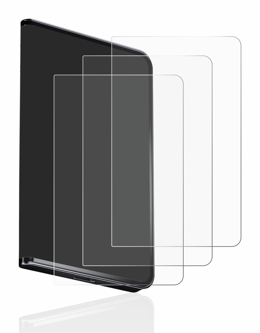 Image of the device Ledger Stax crypto wallet with a wide variety of screen protectors.
