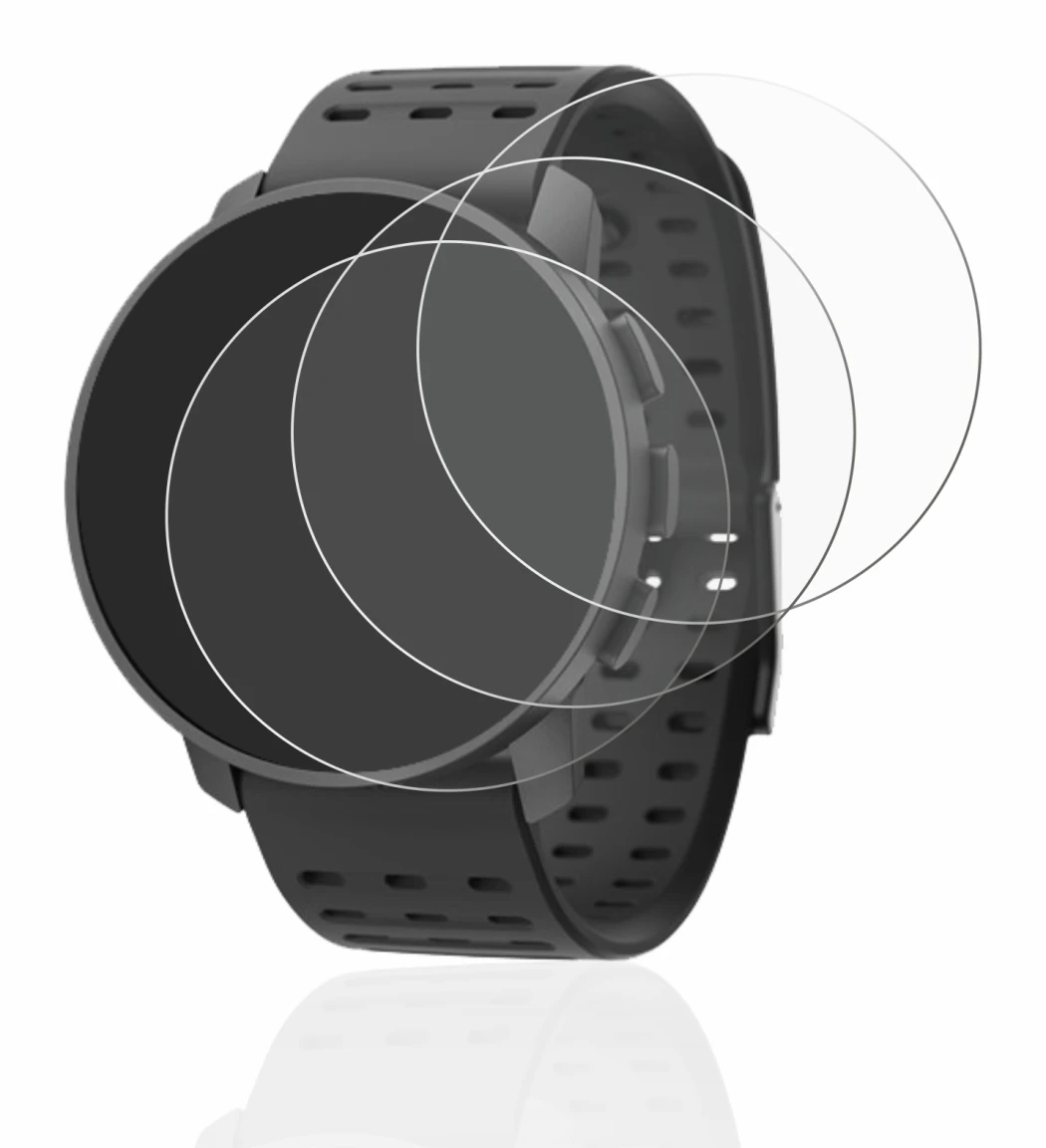 Image of the device Suunto 9 Peak Pro with a wide variety of screen protectors.