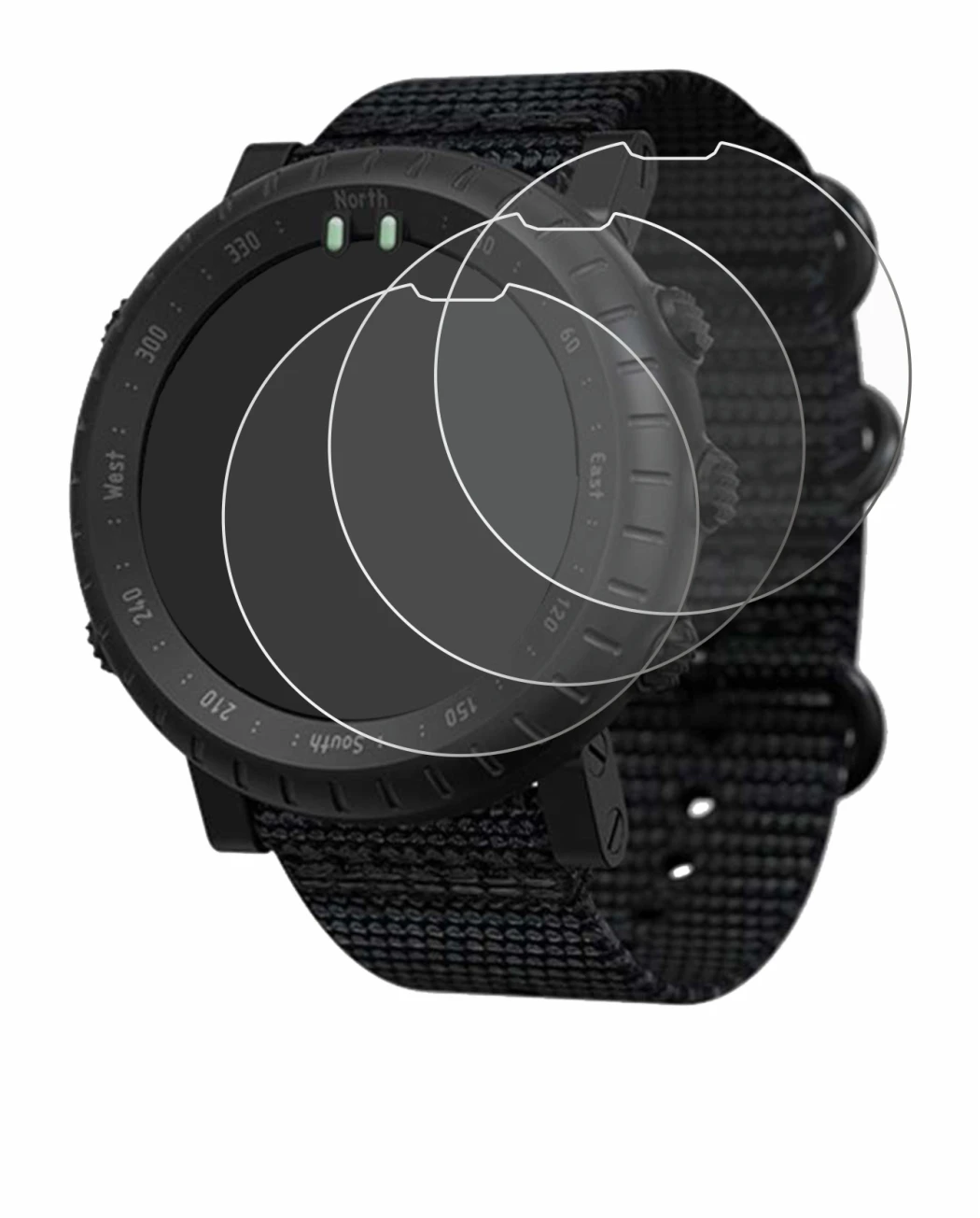 Image of the device Suunto Core Alpha with a wide variety of screen protectors.