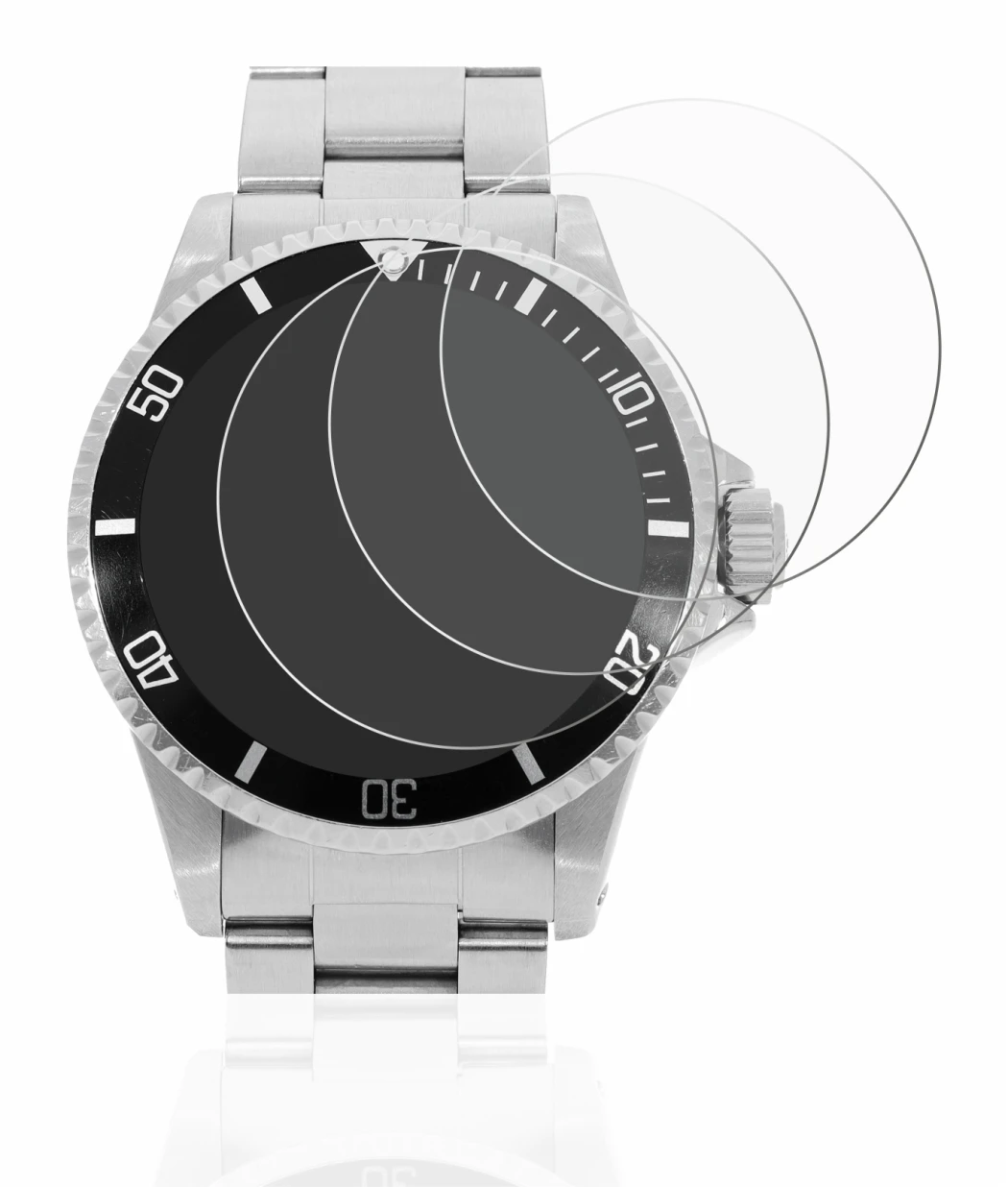 Image of the device Rolex Submariner (no date) with a wide variety of screen protectors.
