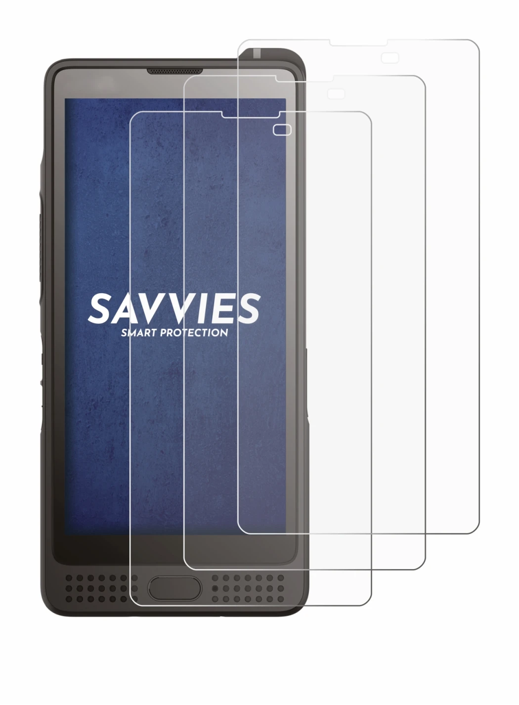 Image of the device Sonim XP10 with a wide variety of screen protectors.