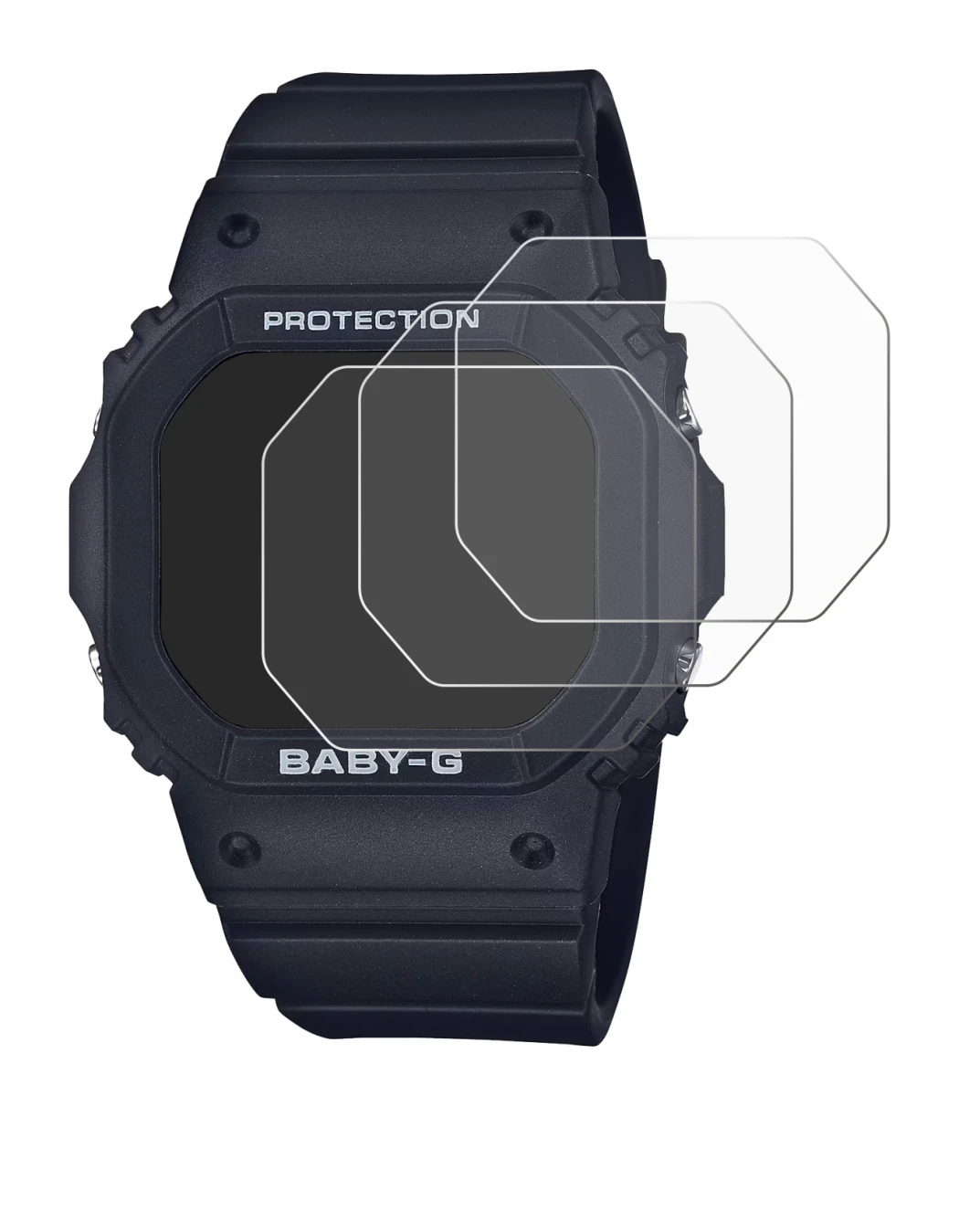 Image of the device Casio Baby-G BGD-565 with a wide variety of screen protectors.