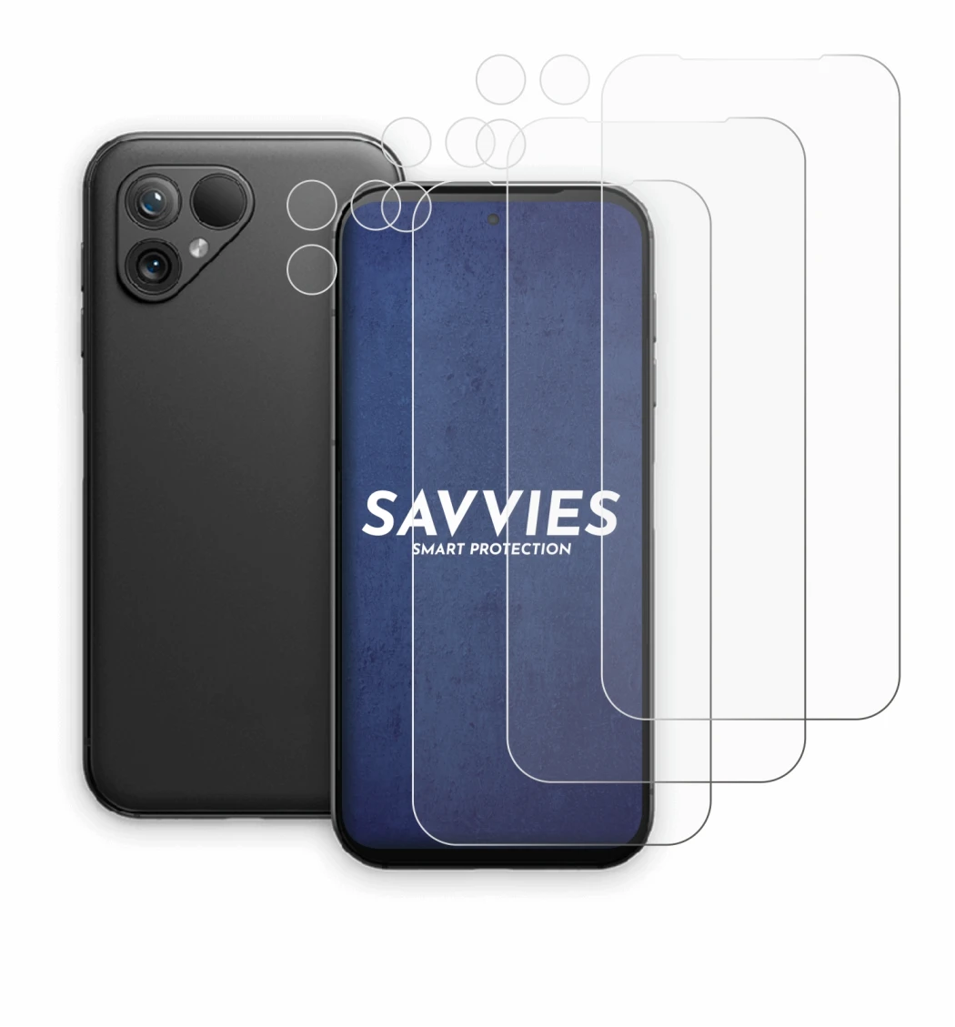 Image of the device Fairphone 5 (Front+Camera) with a wide variety of screen protectors.