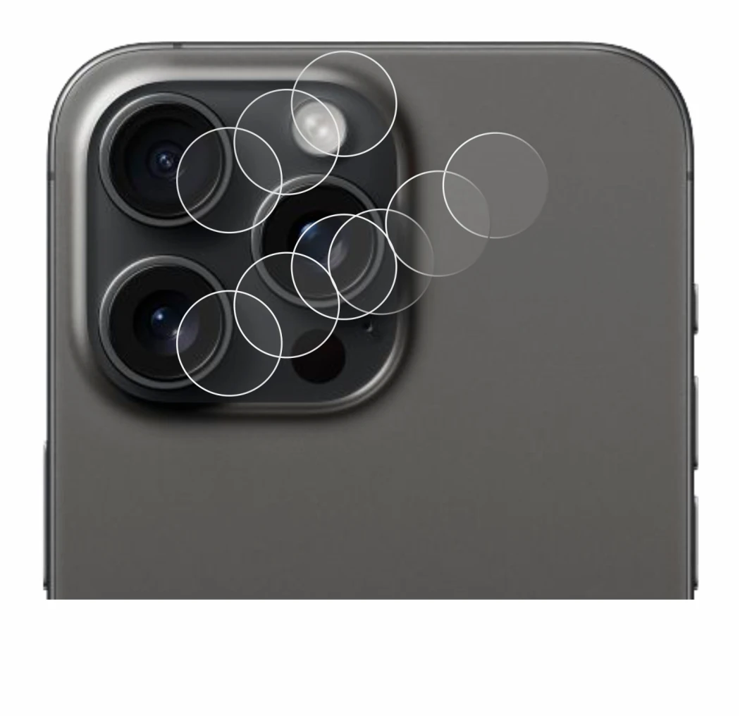 Image of the device Apple iPhone 15 Pro Max (ONLY Camera Lens) with a wide variety of screen protectors.