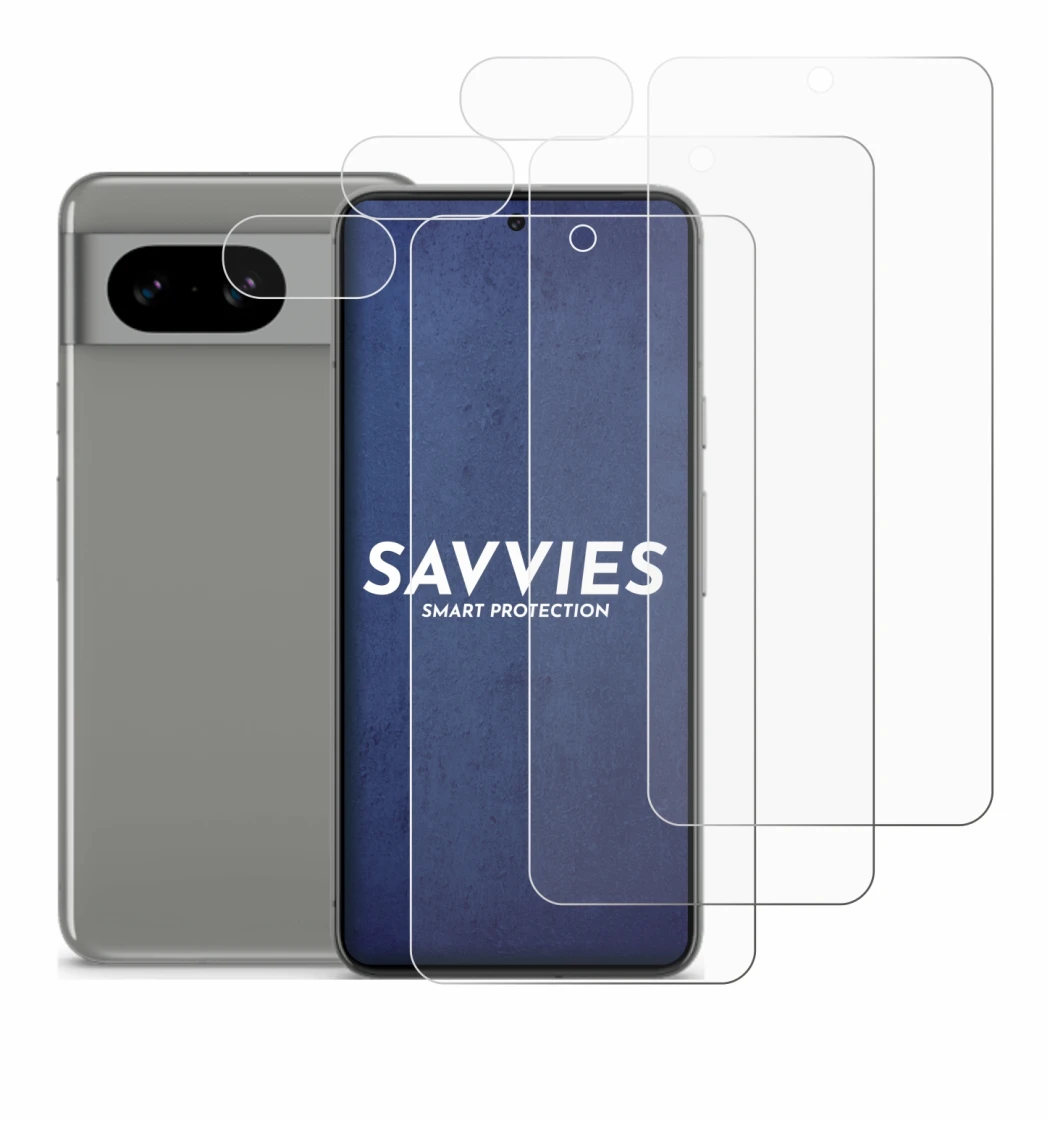 Image of the device Google Pixel 8 (Front+Camera) with a wide variety of screen protectors.